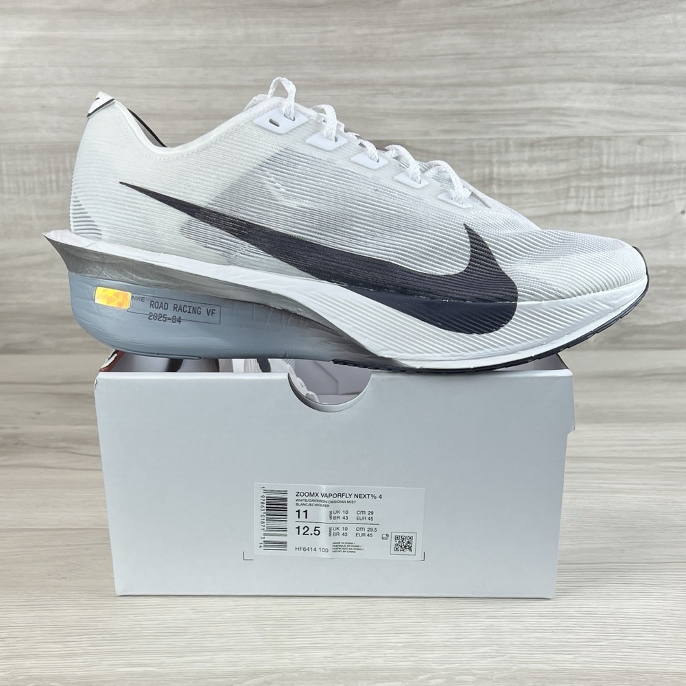 Men's 11 - Nike Zoomx Vaporfly Next%4 White Gridiron Obsidian Mist HF6414-100 - Picture 1 of 10